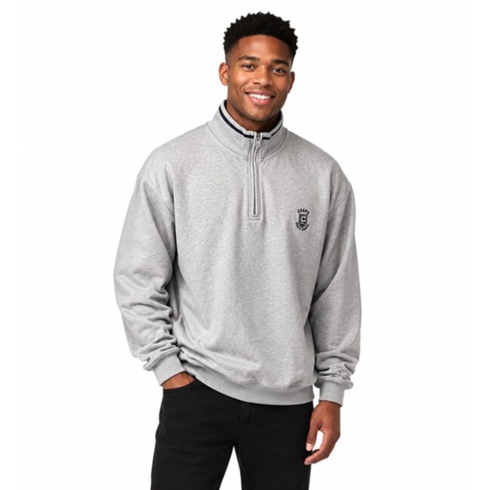 Chaps Ralph Lauren Gray Quarter Zip Pullover Sweatshirt Fleece Crest XXL 77-25‎
